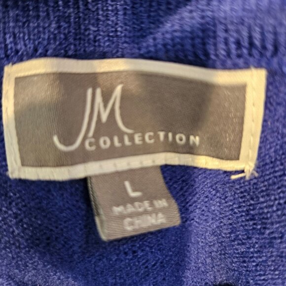 JM Collection Womens Large Colorblock Cowl Neck Tunic Sweater Tab Sleeve Career - Picture 6 of 9